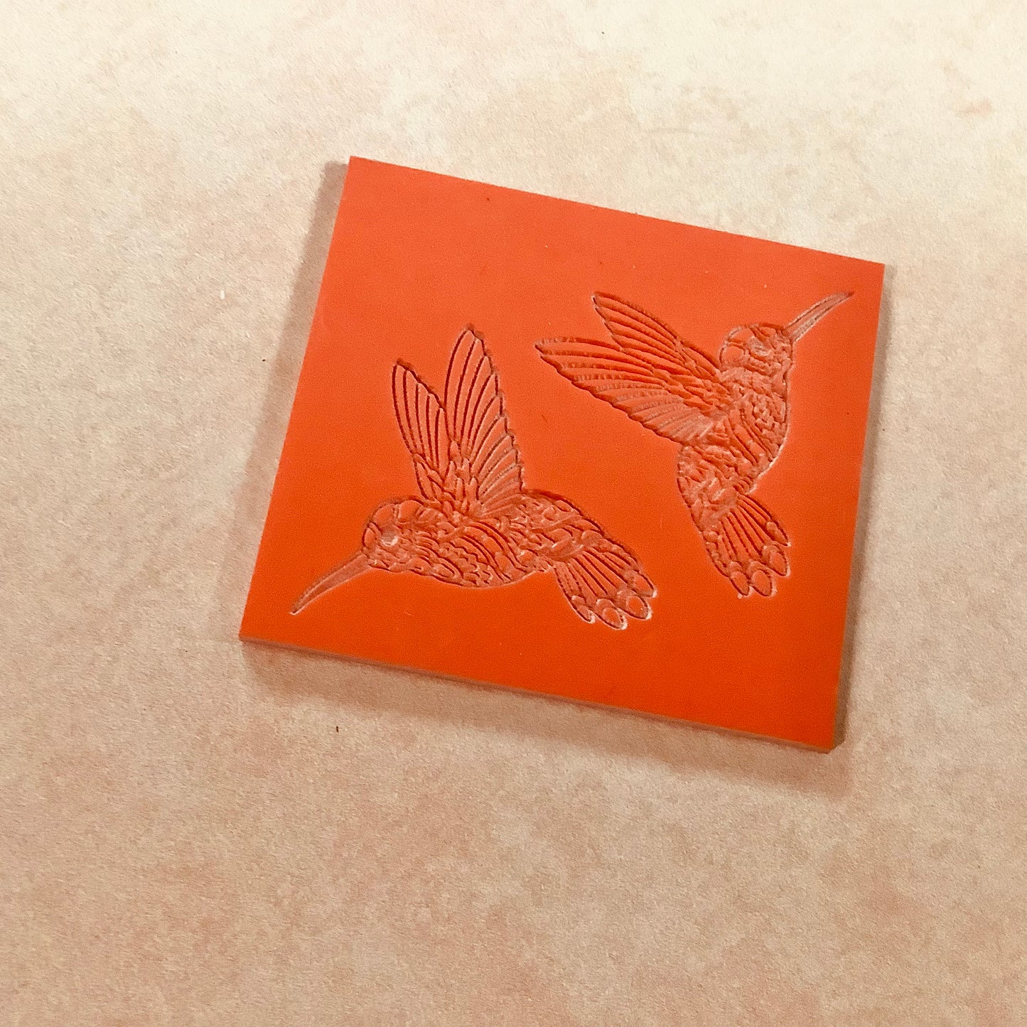 Rubber stamp hummingbird pair clay earrings