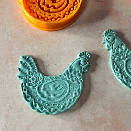 Funky Flower Chicken Set of Mirrored clay cutters - Create Along 