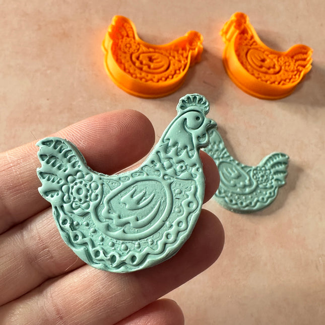 Funky Flower Chicken Set of Mirrored clay cutters - Create Along 