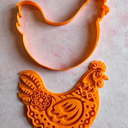 Funky Flower Chicken Large polymer clay cutter - Create Along 