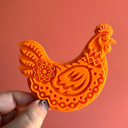 Funky Flower Chicken Large polymer clay cutter - Create Along 