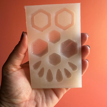 HexE Soft hexagons translucent silicone mold polymer clay UV resin earrings - Create Along 