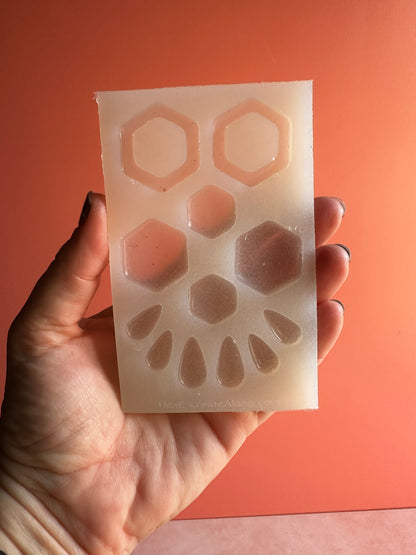 HexE Soft hexagons translucent silicone mold polymer clay UV resin earrings - Create Along 