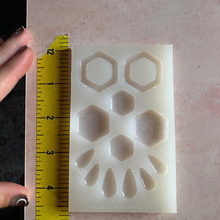 HexE Soft hexagons translucent silicone mold polymer clay UV resin earrings - Create Along 