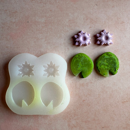 Water Lily Pads translucent silicone mold polymer clay UV resin earrings - Create Along 