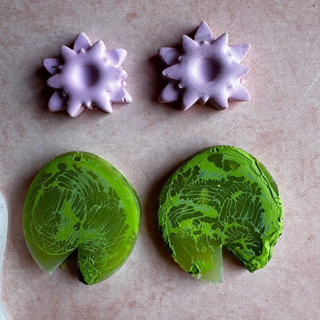 Water Lily Pads translucent silicone mold polymer clay UV resin earrings - Create Along 