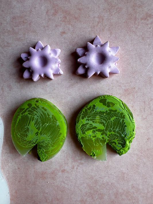 Water Lily Pads translucent silicone mold polymer clay UV resin earrings - Create Along 