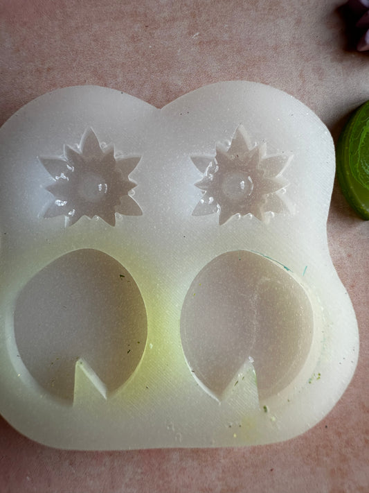 Water Lily Pads translucent silicone mold polymer clay UV resin earrings - Create Along 