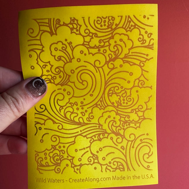 Wild Waters ocean waves silkscreen pattern - Create Along 