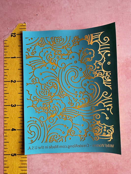 Wild Waters ocean waves silkscreen pattern - Create Along 