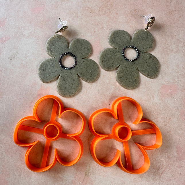 Big Flower Donut clay earring mirrored Cutters "Adele" - Create Along 