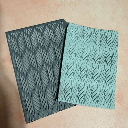 Bargello Leafy polymer clay rubber stamp texture mat