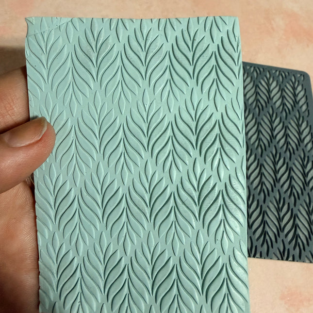 Bargello Leafy polymer clay rubber stamp texture mat