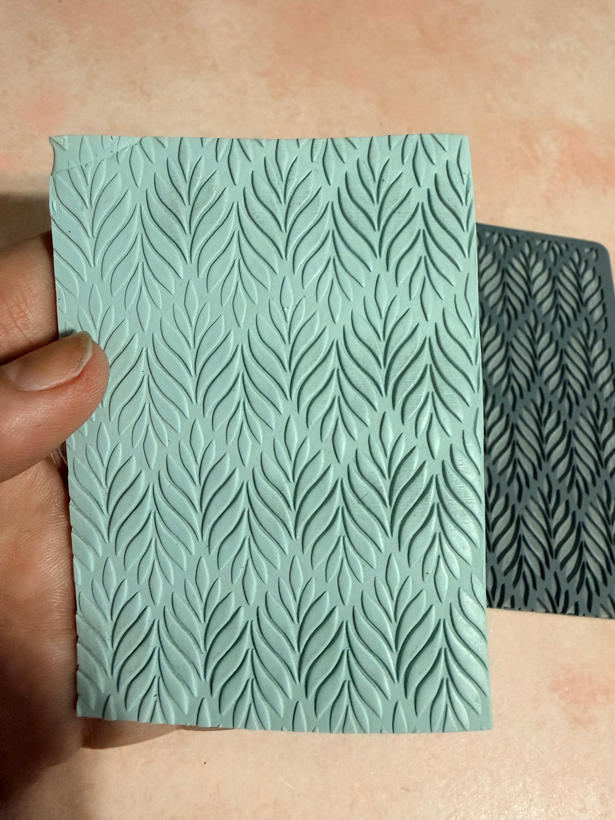 Bargello Leafy polymer clay rubber stamp texture mat