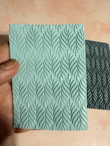Bargello Leafy polymer clay rubber stamp texture mat