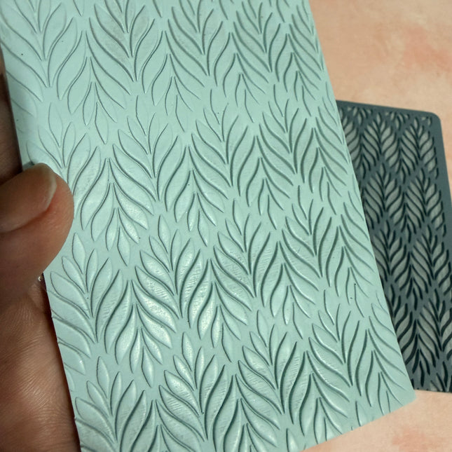 Bargello Leafy polymer clay rubber stamp texture mat