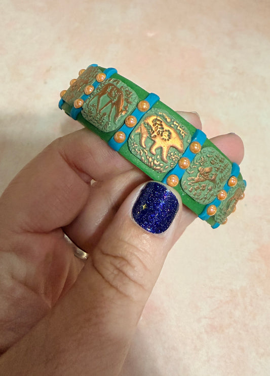 Peaceful Woodlands polymer clay rubber stamp bear fox deer rabbit