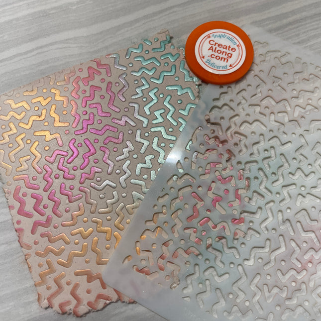Street Art Retro Mylar Stencil texture sheets for polymer clay earrings art jewelry mixed media 80's - Create Along 