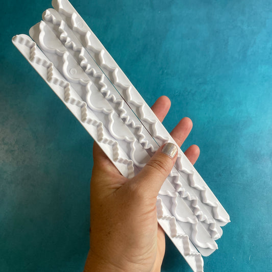 Long Border Cutters Fancy Scallop 4 tools and designs polymer clay cutters fondant shrines wall art frames