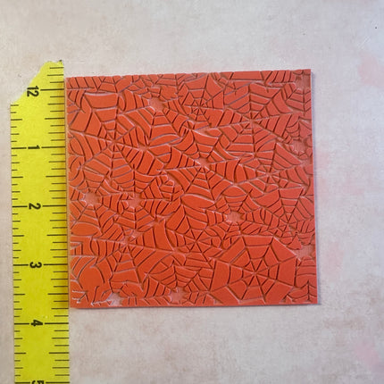 Cobwebs spider web polymer clay rubber stamp texture mat Halloween - Create Along 