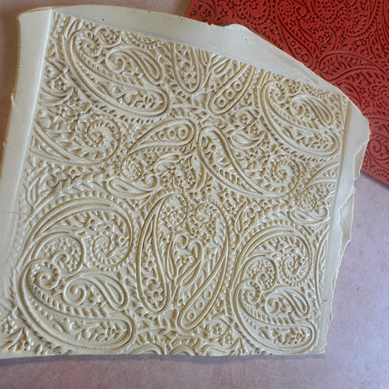Paisley polymer clay rubber stamp texture mat - Create Along 