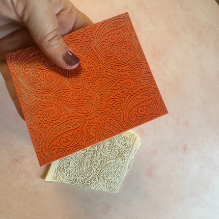 Paisley polymer clay rubber stamp texture mat - Create Along 
