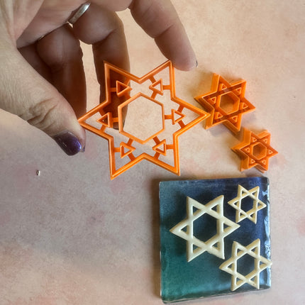 Hanukkah Star of David skinny cutout polymer clay cutter holiday clay earrings ornaments - Create Along 