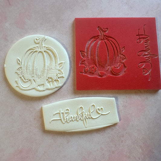 Thankful Pumpkin polymer clay rubber deco element stamp