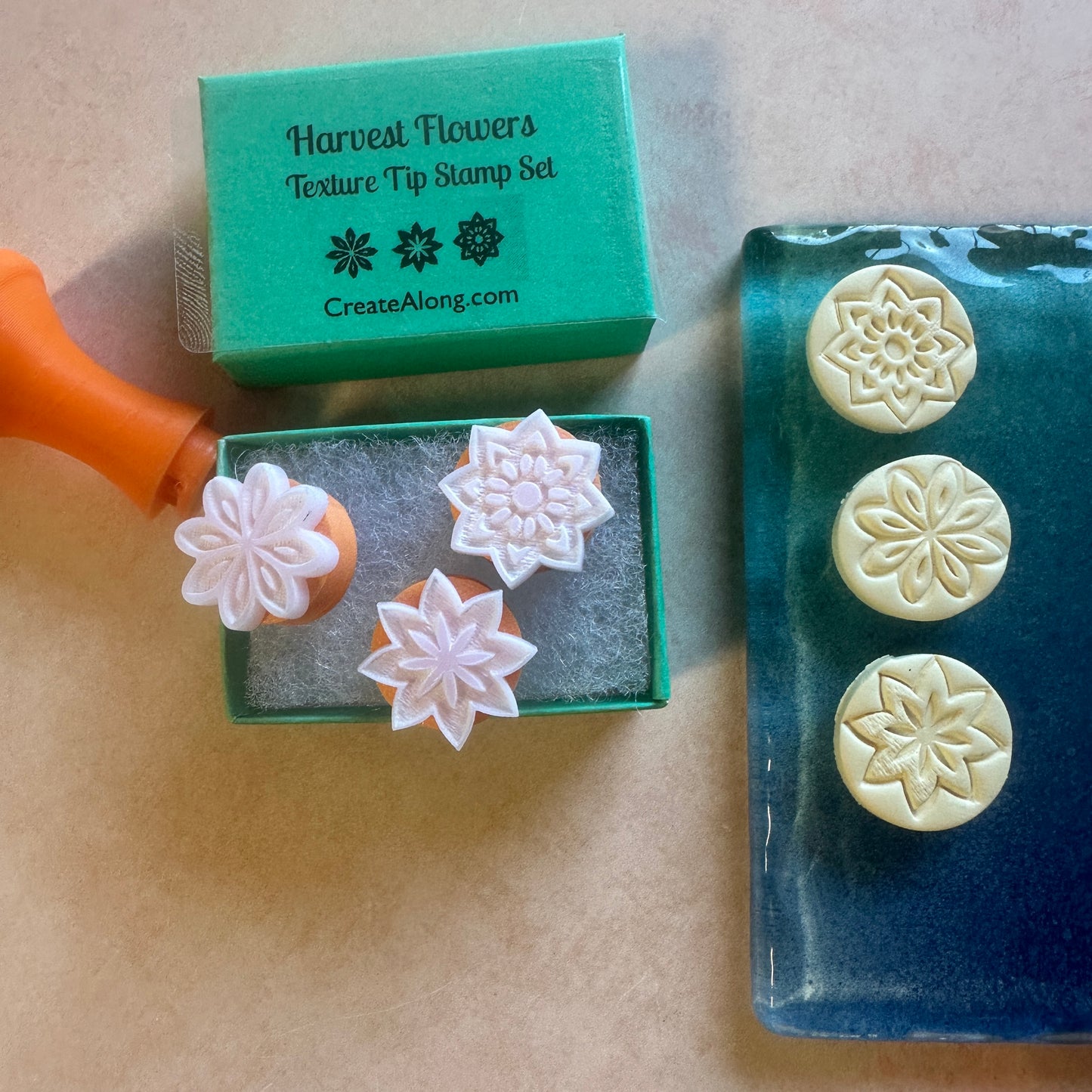 Harvest Flowers Texture Tips mini stamps for polymer clay and jewelry