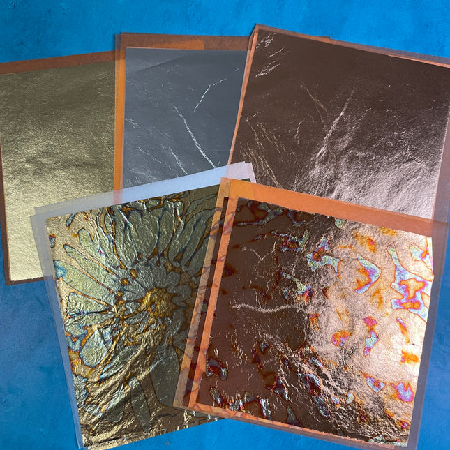 Simple Sheets easy to use 5 colors Metallic Leaf patent transfer Foils for Polymer Clay & Mixed Media - Create Along 