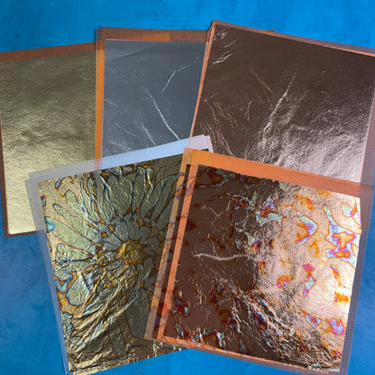 Simple Sheets easy to use 5 colors Metallic Leaf patent transfer Foils for Polymer Clay & Mixed Media - Create Along 