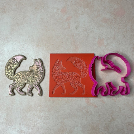 Fancy Fox Large polymer clay stamp and cutter set - Create Along 