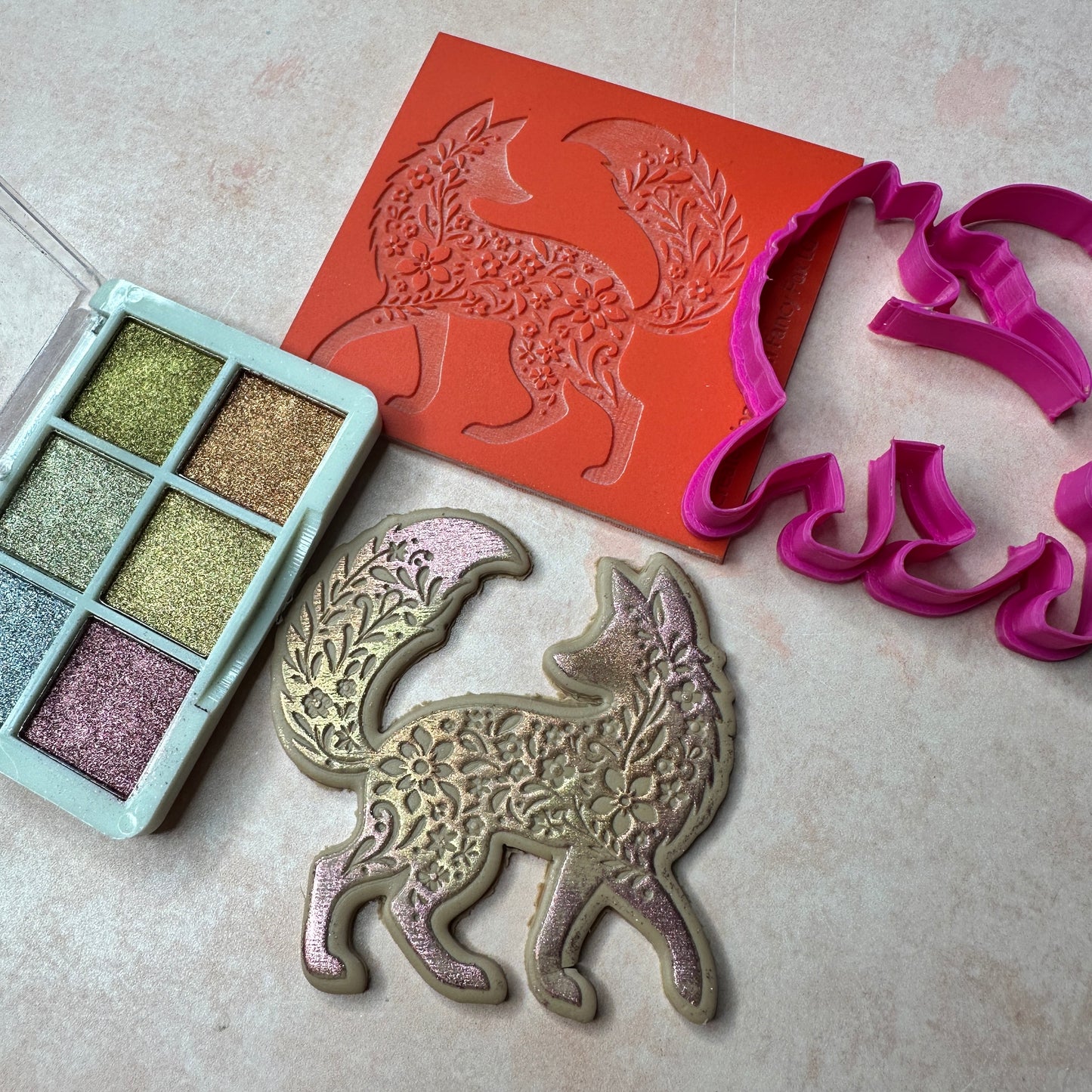 Fancy Fox Large polymer clay stamp and cutter set