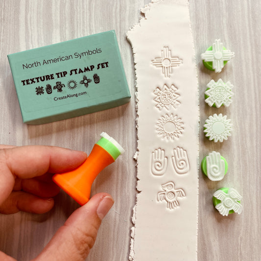 Texture Tips Stamps North American Symbols Set of 6 small stamp set for polymer clay and mixed media