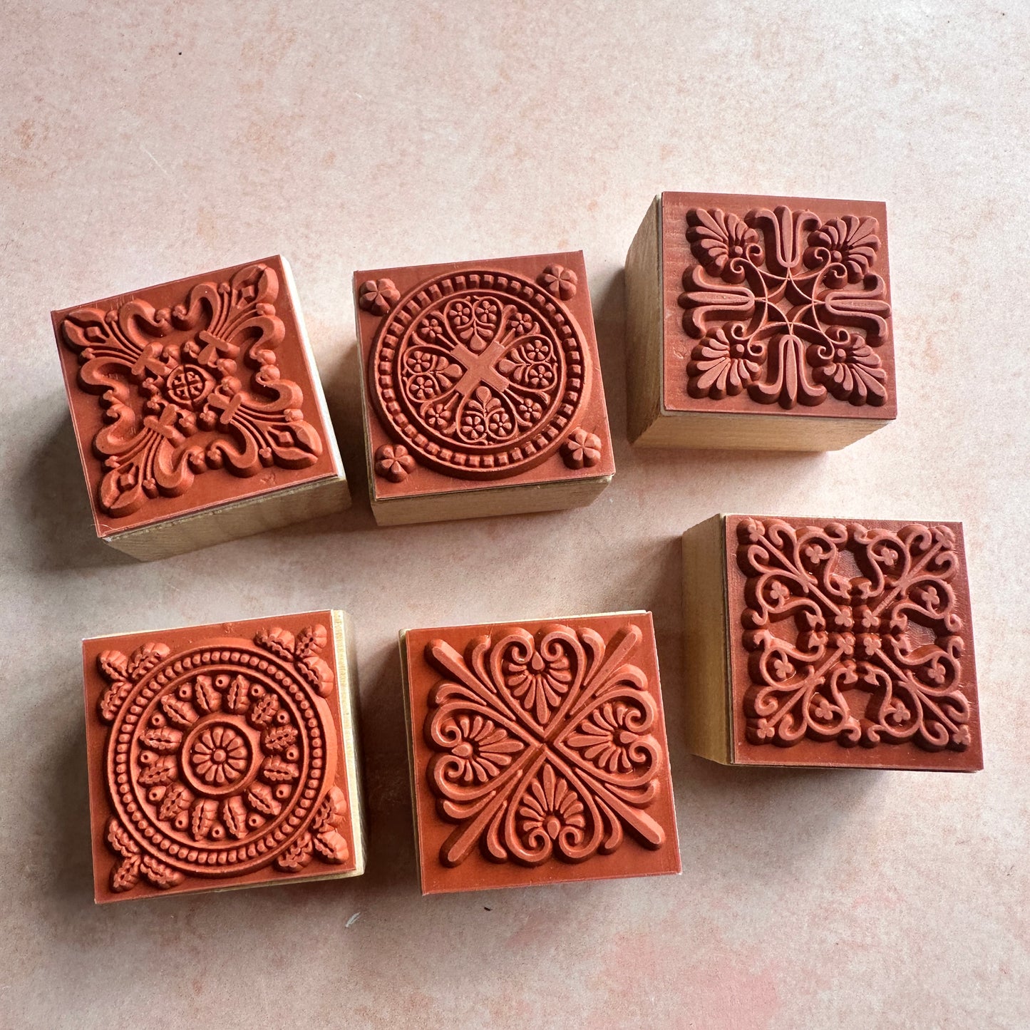 Mandala Tile Square stamp set for polymer clay paper and mixed media