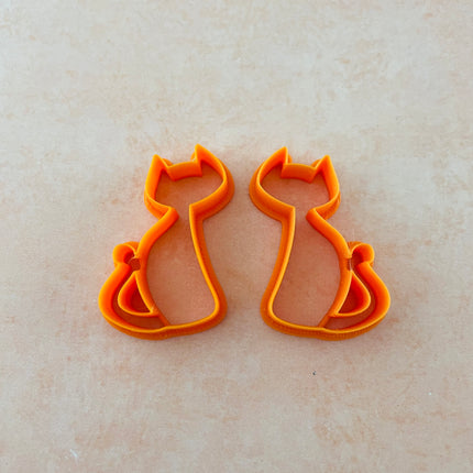 Sitting Cat earrings mirrored polymer clay cutter set - Create Along 