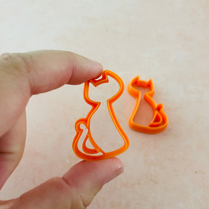 Sitting Cat earrings mirrored polymer clay cutter set - Create Along 