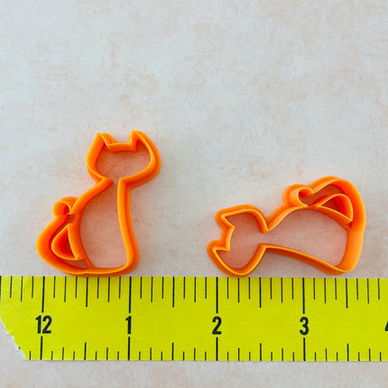 Sitting Cat earrings mirrored polymer clay cutter set - Create Along 