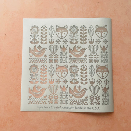 Folk Fox floral folk art Summer Spring Silk screen