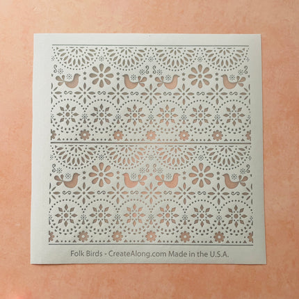 Folk Bird Flower floral folk art Summer Spring Silk screen - Create Along 