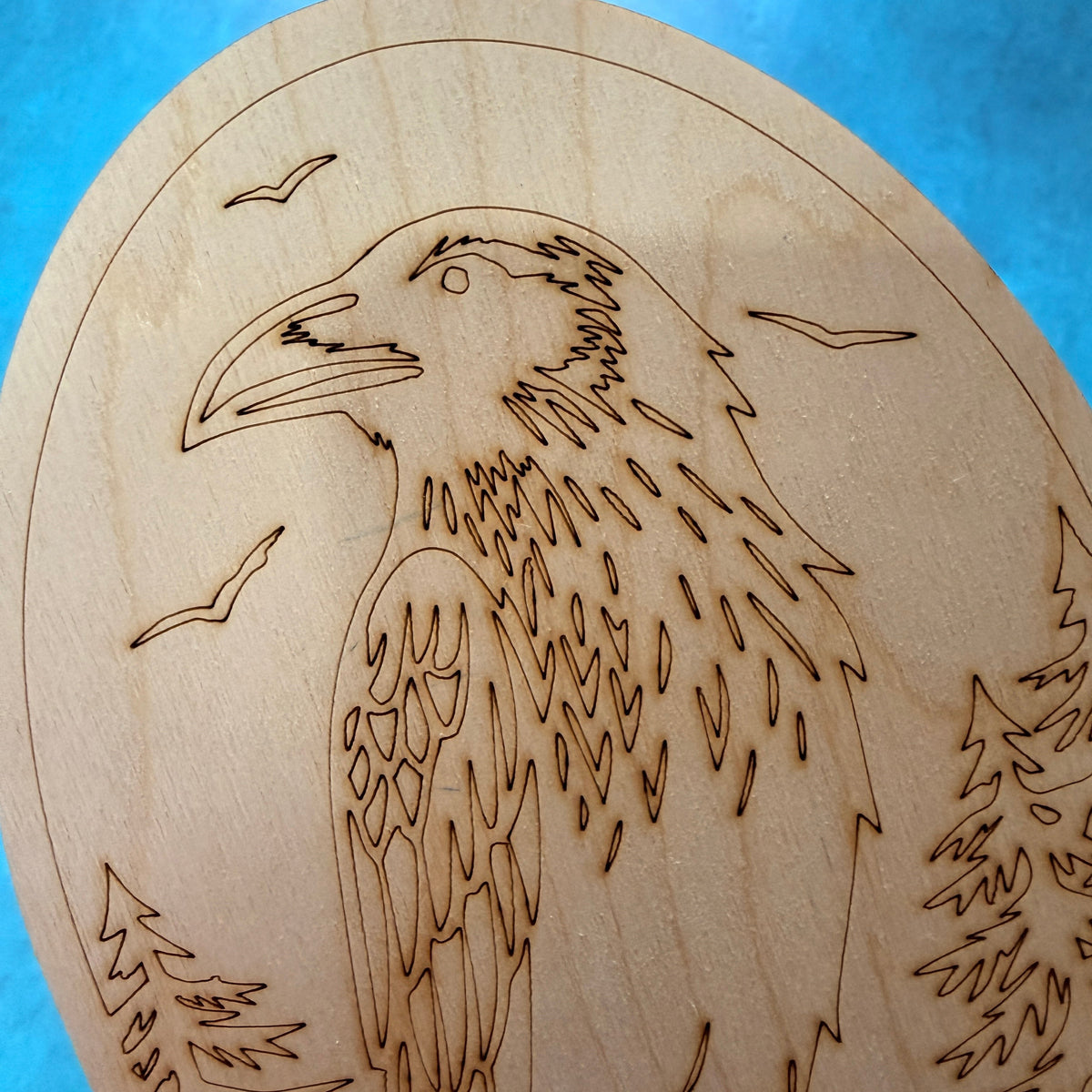 Raven on a branch paint your own wood canvas