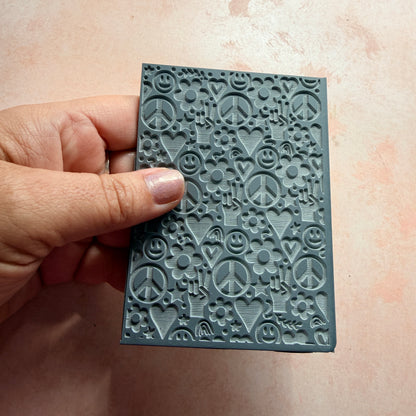 Peace & Love Texture rubber stamp Sheet