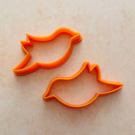 Whimsey Bird # 2 earrings mirrored polymer clay cutter set - Create Along 