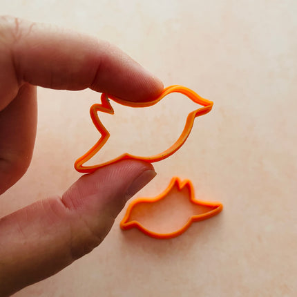 Whimsey Bird # 2 earrings mirrored polymer clay cutter set - Create Along 