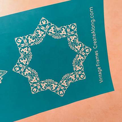 Vintage Frames polymer clay silk screen stencil - Create Along 