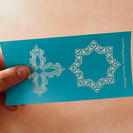 Vintage Frames polymer clay silk screen stencil - Create Along 