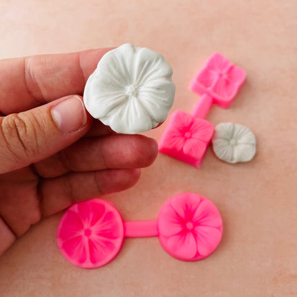 Round and Square Hydrangea Flower press mold | silicone polymer clay and food safe mold - Create Along 