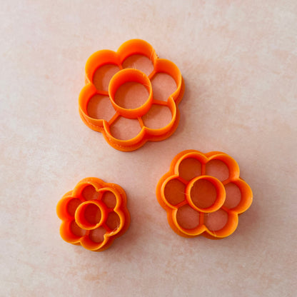Cute Flower Donut earrings polymer clay cutter set of 3 stud and dangles - Create Along 