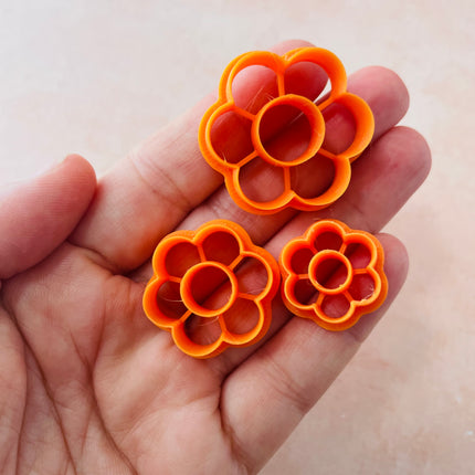 Cute Flower Donut earrings polymer clay cutter set of 3 stud and dangles - Create Along 