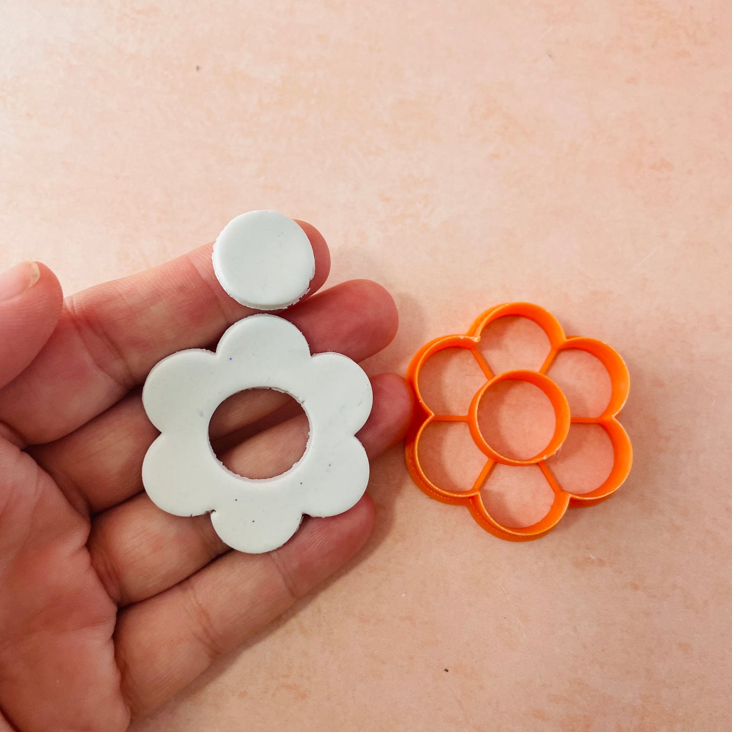 Cute Flower Donut STATEMENT earrings polymer clay cutter stud and dangle